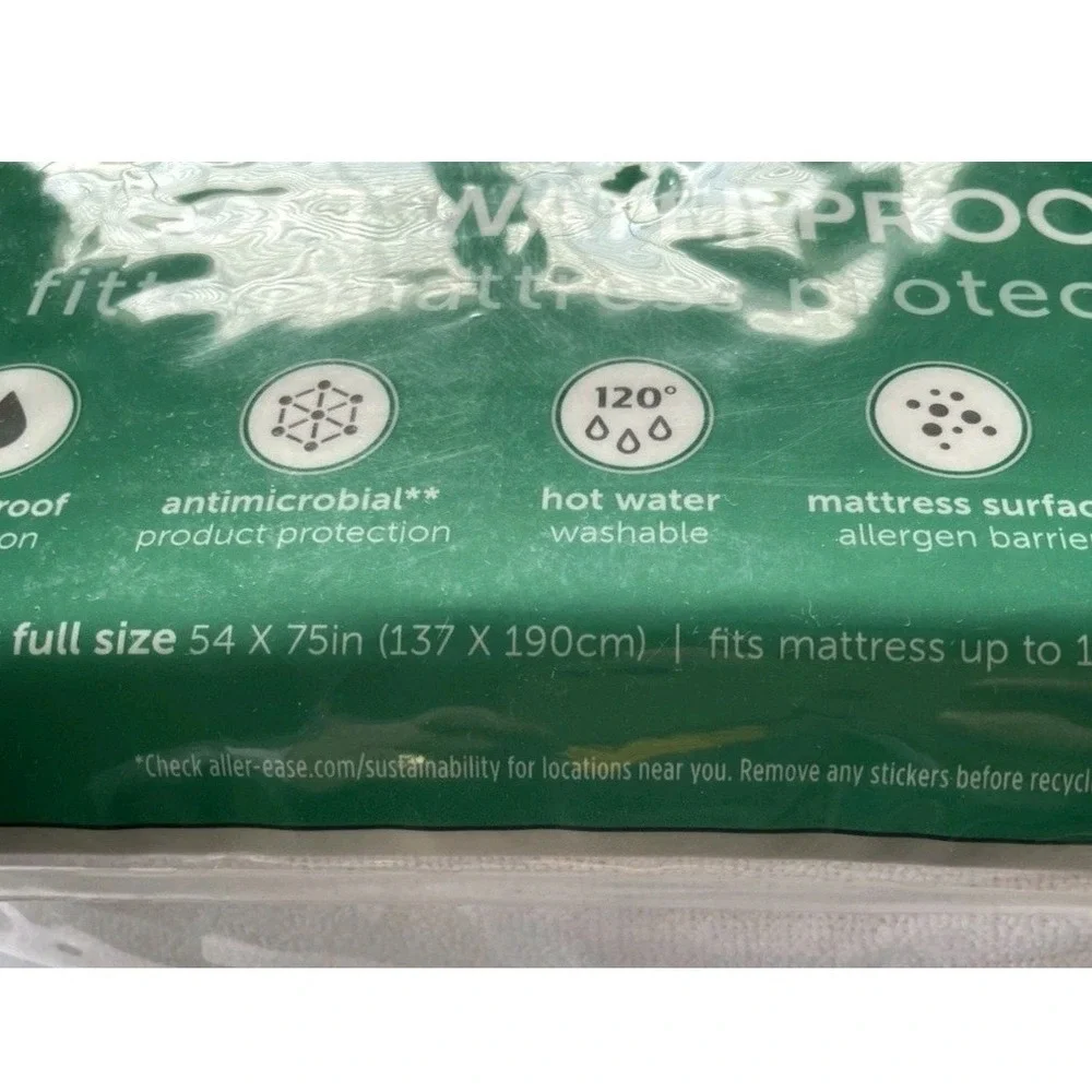 AllerEase Full Size Perfect Waterproof Fitted Mattress Protector New‎